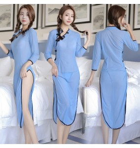FEE ET MOI Lace Cheongsam Lingerie (Blue)